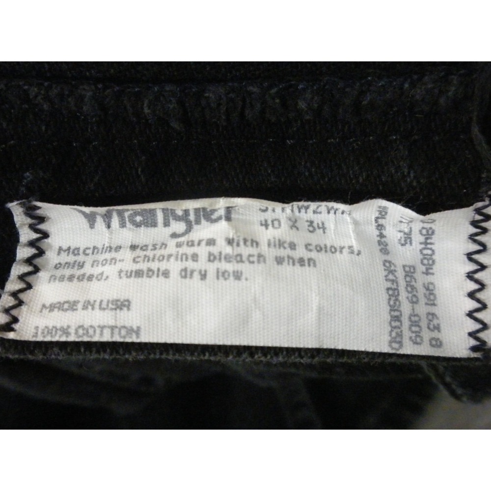 Wrangler Jeans Mens 40x34 Black Denim Cowboy Cut Relaxed Straight Vintage USA - Picture 5 of 8